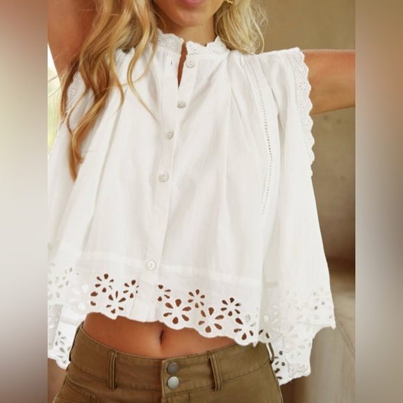 Halo & Harley Tops - LAST ONE White Eyelet Lace Sleeveless Top